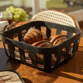 Cesto de Pão Lume Plástico e Bambu Preto 24cm